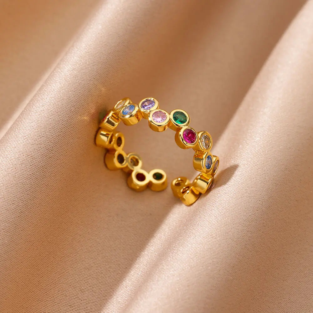 Snowgold White Star Ring
