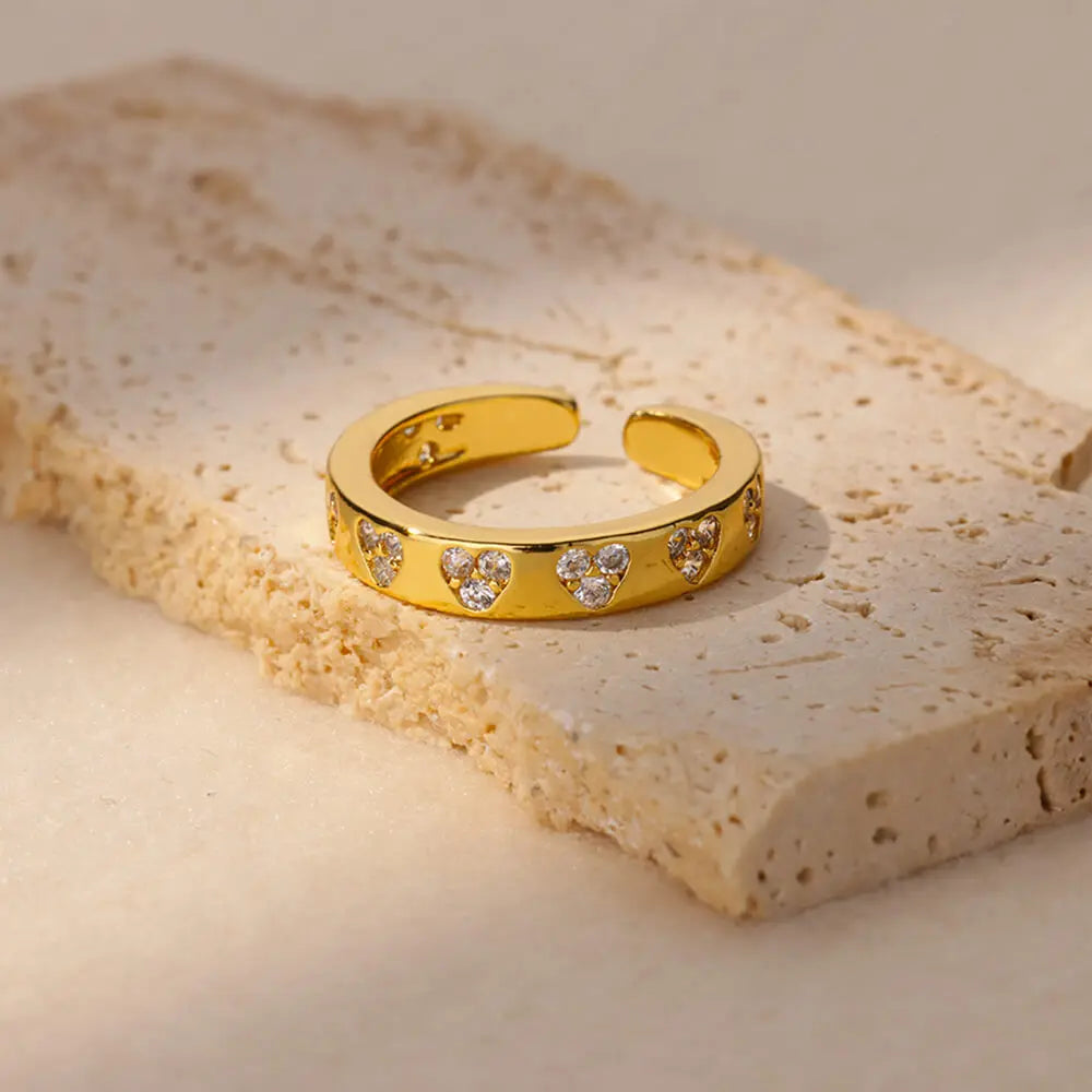 Snowgold White Star Ring