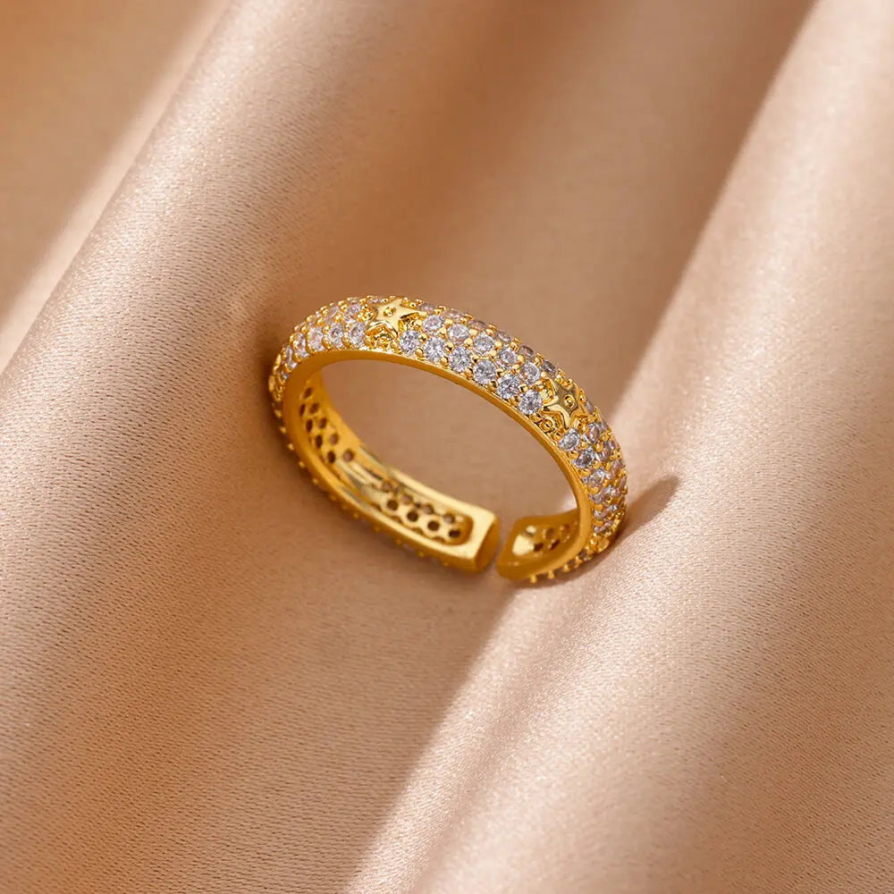 Snowgold White Star Ring
