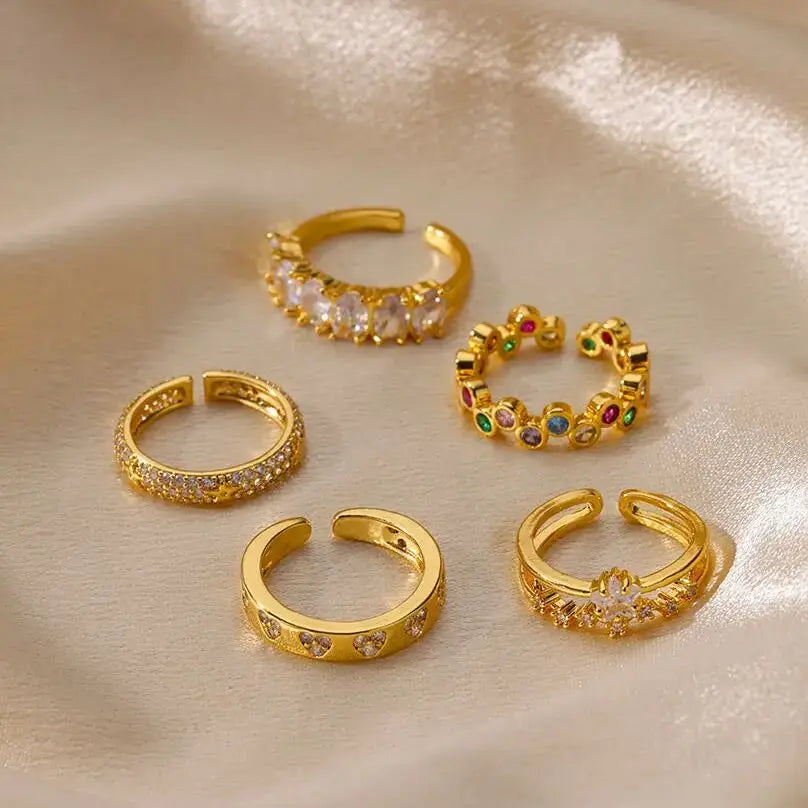 Snowgold White Star Ring