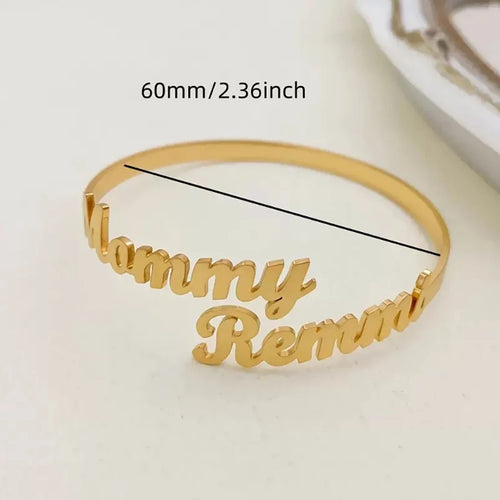 Customized Name Women's Bracelet Stainless Steel Open Bracelet Personalized Double Name Couple Bracelet Christmas Jewelry Gift