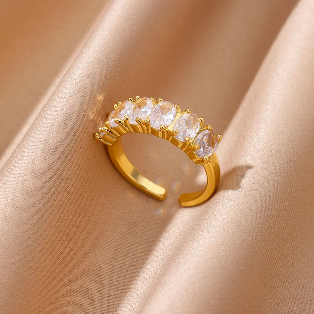 Snowgold White Star Ring